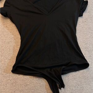 Chic Black V-Neck Women's Bodysuit